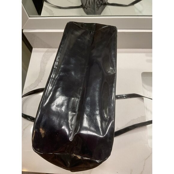 Bloomingdale’s Shiny Black Leopard Print Lined Tote - Picture 6 of 7